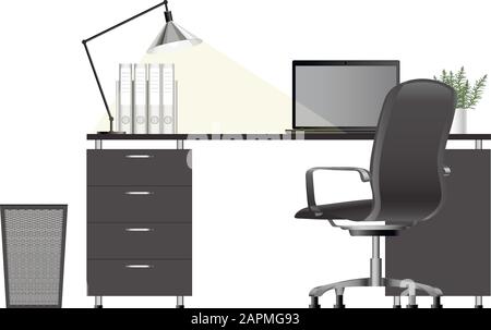 Empty modern office interior. Vector image. Office workspace concept Stock Vector
