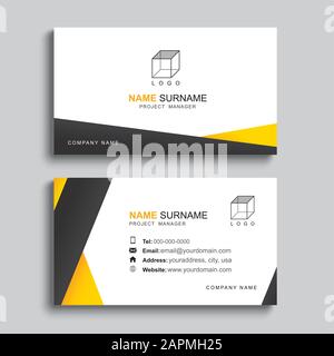Minimal business card print template design. Simple clean layout. Stock Vector