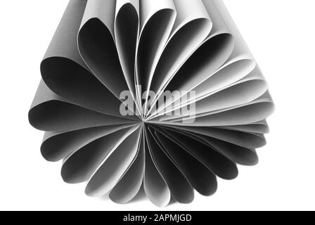 grey paper folded isolated on white Stock Photo