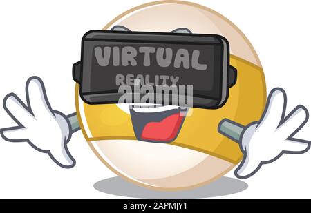 Trendy billiard ball character wearing Virtual reality headset Stock Vector