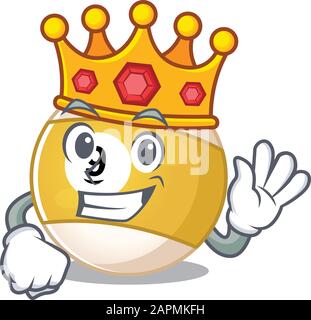 A stunning of billiard ball stylized of King on cartoon mascot style Stock Vector