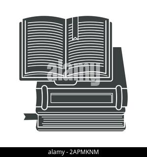 Books pile isolated icon, textbooks stack, copyright symbol Stock Vector