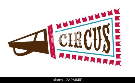 Fairground show or circus sign with bullhorn or megaphone, isolated icon Stock Vector