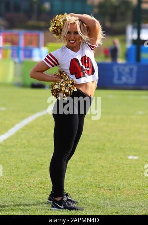 A San Francisco 49ers and NFC cheerleader performs during the Pro Bowl,  Sunday, Jan. 26, 2020, at Camping World Stadium in Orlando, Florida. (Photo  by IOS/ESPA-Images Stock Photo - Alamy