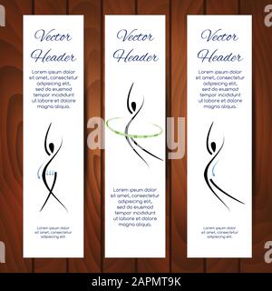 Set of headers for fithess, diet or sport information Stock Vector