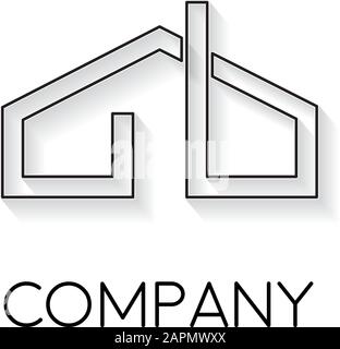 Vector sign abstract home with stripes, in linear style Stock Vector