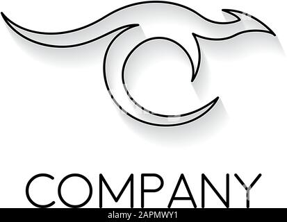Vector sign abstract kangaroo, in linear style Stock Vector