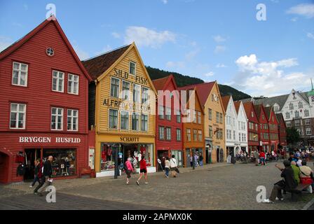 Norway, Bergen Bryggen UNESCO list for World Cultural Heritage sites Stock Photo