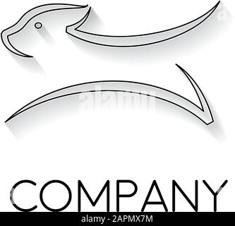Vector sign abstract dog running, in linear style Stock Vector