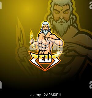Zeus esport mascot logo design Stock Vector