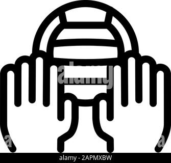 Catching Volleyball Ball Icon Vector Outline Illustration Stock Vector