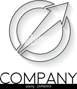 Vector sign abstract circle with arrow, in linear style Stock Vector