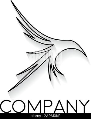 Vector sign abstract hummingbird in flight, in linear style Stock Vector