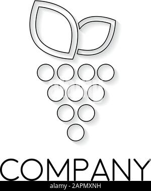 Vector sign abstract wine, bunch of grapes, in linear style Stock Vector