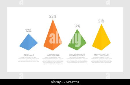 Set of blue, orange, yellow and green elements for infographic presentation slides with charts, graphs, steps. Stock Vector