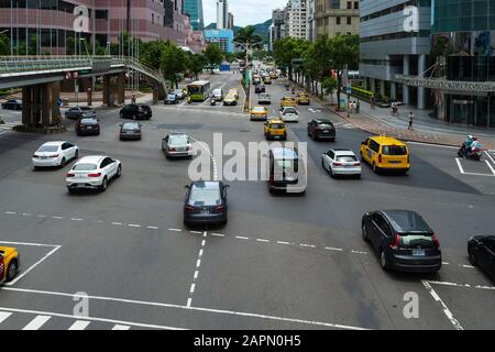 Taipei, Taiwan- 9 June, 2019: Traffic on road in Taipei, Taiwan Stock Photo