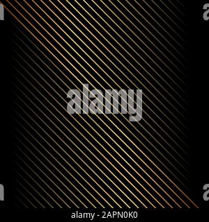Abstract gold diagonal line pattern on black background and texture. Vector illustration Stock Vector