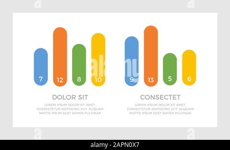 Set of blue and orange, green, yellow elements for infographic presentation slides with charts, graphs, arrows. Stock Vector