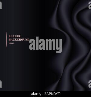 Black cloth crease background and texture with space for your text. Luxury style. Vector illustration Stock Vector