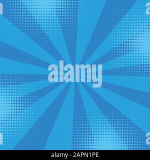 Comic retro background  gradient halftone pop art style. Vector illustration on blue background. Stock Vector