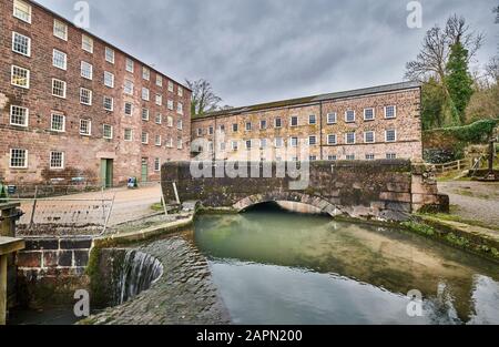 Cromford cotton spinning water powered mills, Sir Richard Arkwright’s first mill complex, birthplace of the factory system, and a UNESCO World Heritag Stock Photo