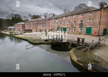 Cromford cotton spinning water powered mills, Sir Richard Arkwright’s first mill complex, birthplace of the factory system, and a UNESCO World Heritag Stock Photo