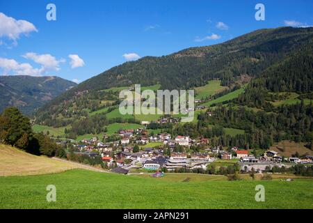 View of Bad Kleinkirchheim with Nockberge mountains, Gurktaler Alps, Carinthia, Austria Stock Photo