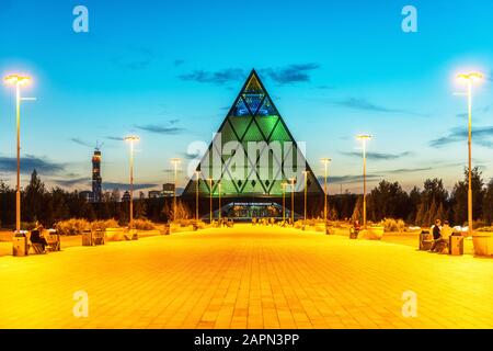 The Palace of Peace and Reconciliation aka Pyramid of Peace and Accord building in the Presidential Park in Nur-sultan Stock Photo