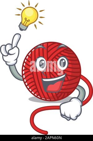 Have an idea gesture of red wool yarn cartoon character design Stock Vector