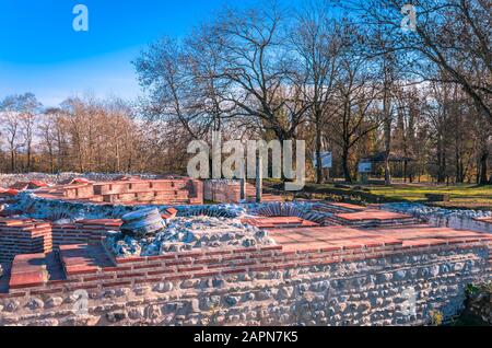 View at the archaeological site of Dion situated in the northern foothills of Mount Olympus. Pieria, Macedonia, Greece. Stock Photo