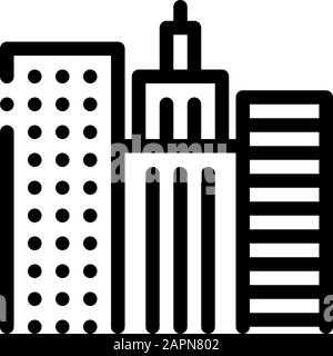 High-Rise Buildings View Icon Vector Outline Illustration Stock Vector