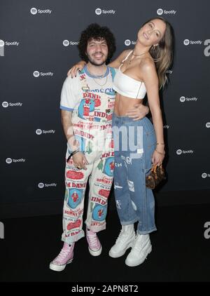 Los Angeles, USA. 23rd Jan, 2020. Benny Blanco, Elsie Hewitt walking the red carpet at the Spotify Hosts 'Best New Artist' Party held at The Lot Studios on January 23, 2020 in Los Angeles, CA, USA (Photo by Parisa Afsahi/Sipa USA) Credit: Sipa USA/Alamy Live News Stock Photo