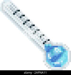 Cold Thermometer Pixel Art Icon Stock Vector