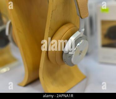 Saigon, Vietnam - Sep 29, 2019. Headphones for display at the store in downtown of Saigon (Ho Chi Minh City), Vietnam. Stock Photo