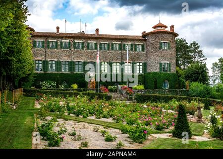 Chavaniac Lafayette castle, native village of Marquis de Lafayette, Haute-Loire department, Auvergne Rhone Alpes, France, Europe Stock Photo