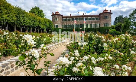 Chavaniac Lafayette castle, native village of Marquis de Lafayette, Haute-Loire department, Auvergne Rhone Alpes, France, Europe Stock Photo