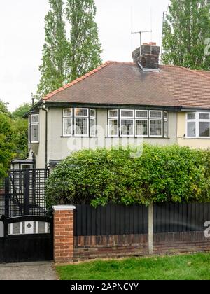 'Mendips' at 251 Menlove Avenue, Liverpool, UK, was the childhood home of Beatle John Lennon. Stock Photo