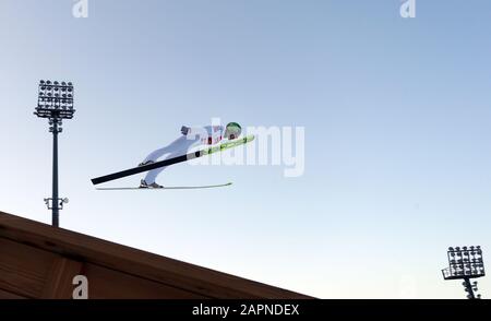 Oberstdorf, Germany. 24th Jan, 2020. Nordic Ski/Combination: World Cup, Ilka Herola from Finland jumps in the first training. Credit: Karl-Josef Hildenbrand/dpa/Alamy Live News Stock Photo