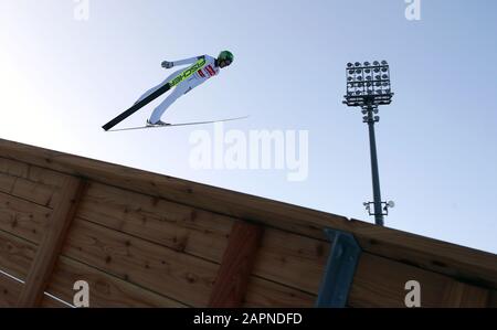 Oberstdorf, Germany. 24th Jan, 2020. Nordic Ski/Combination: World Cup, Ilka Herola from Finland jumps in the first training. Credit: Karl-Josef Hildenbrand/dpa/Alamy Live News Stock Photo
