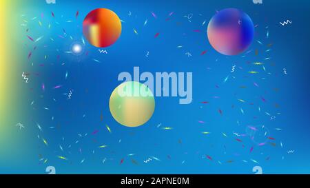 The good space themed background illustration. Creative hi-res and fresh. Illustration, texture. Stars, planets, signs. Colorful universe new stars de Stock Vector