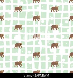 Seamless pattern with brown bears pattern  Vector Illustration Stock Vector