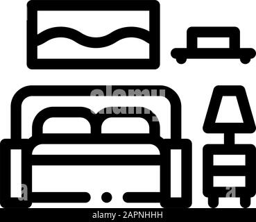 Bedroom Icon Vector Outline Illustration Stock Vector