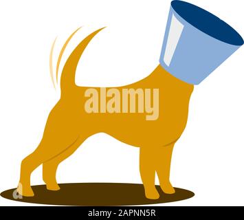 Vector sign happy dog with veterinary collar Stock Vector