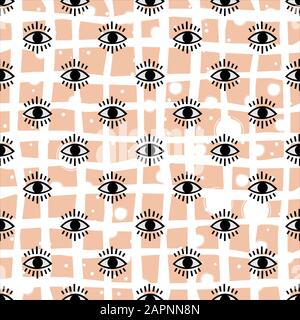 Seamless open eye pattern on subtle background. Repeating eye background. Vector Illustration Stock Vector