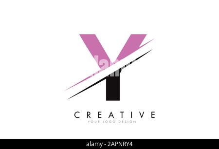 Y Letter Logo Design with a Creative Cut and Pink Color. Creative logo design. Fashion icon design template. Stock Vector