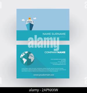 cruise ship, travel agency. vector professional business card Stock Vector