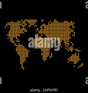 Vector map of world with dots, embroidered style Stock Vector