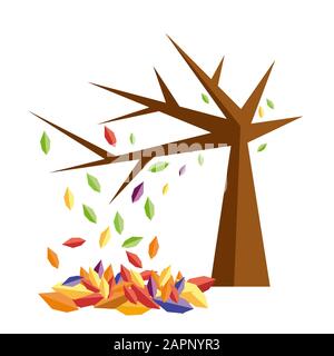 Vector sign autumn, tree with fallen leaves Stock Vector