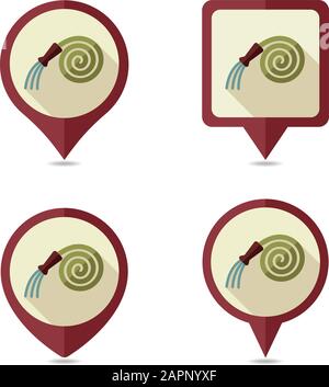 Garden Hose flat pin map icon. Map pointer. Map markers. Farm. Garden. Vector illustration eps 10 Stock Vector