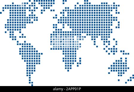 Vector map of world with dots, embroidered style Stock Vector
